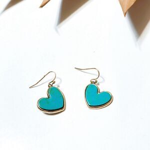 Blue heart dangle earrings S327